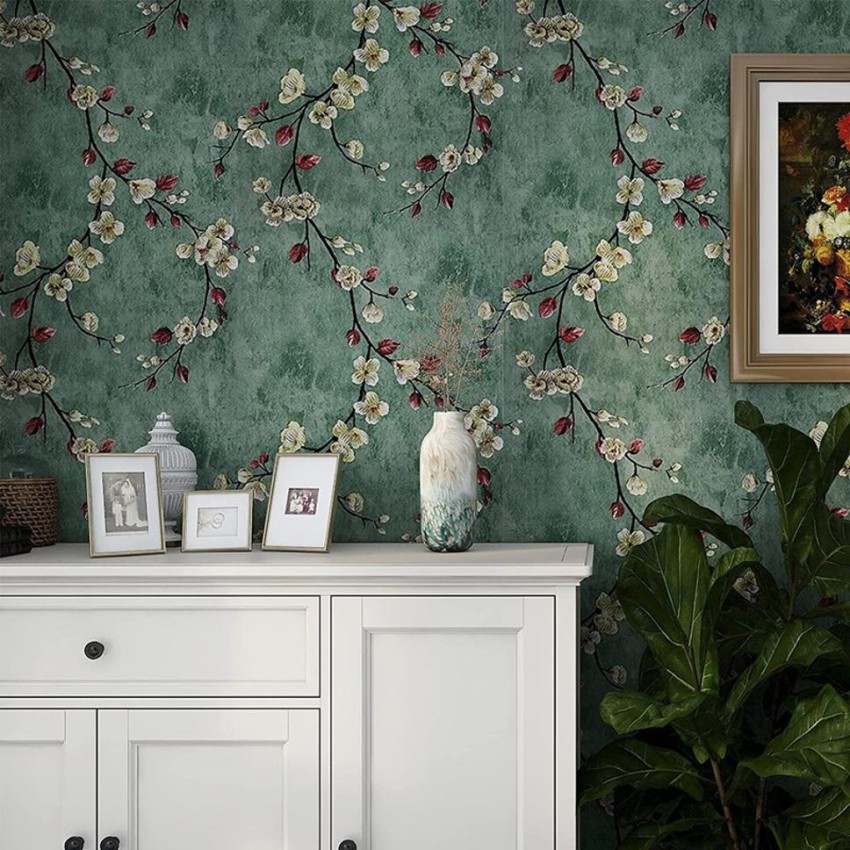 Removable Dark Green Damask Mural Victorian Wallpaper Self  Etsy