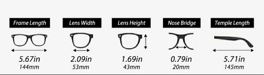 Wayfarer sunglasses size chart cheap