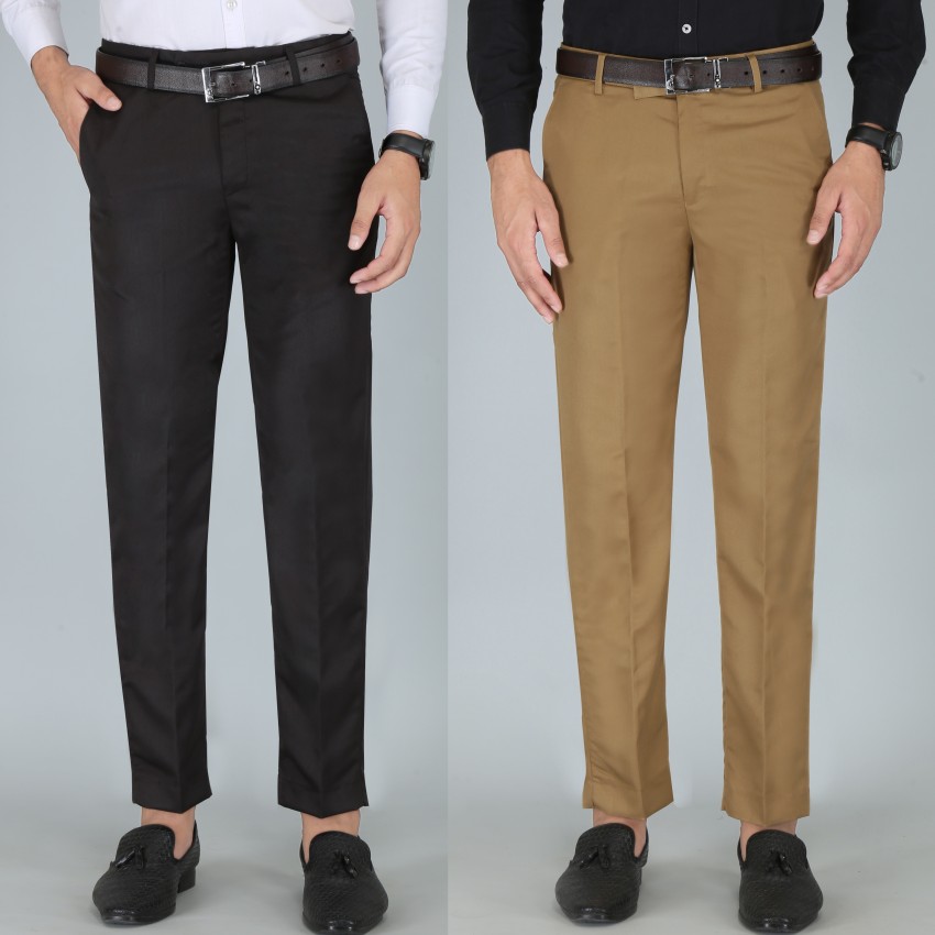 Buy Kurus Mens Black And Gold Solid Cotton Blend Pack of 2 Formal Trousers  For Men Online at Best Prices in India  JioMart