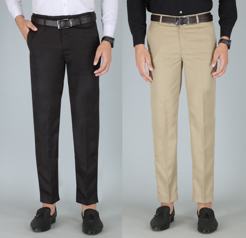 fashionly Slim Fit Men Black Khaki Trousers  Buy fashionly Slim Fit Men  Black Khaki Trousers Online at Best Prices in India  Flipkartcom