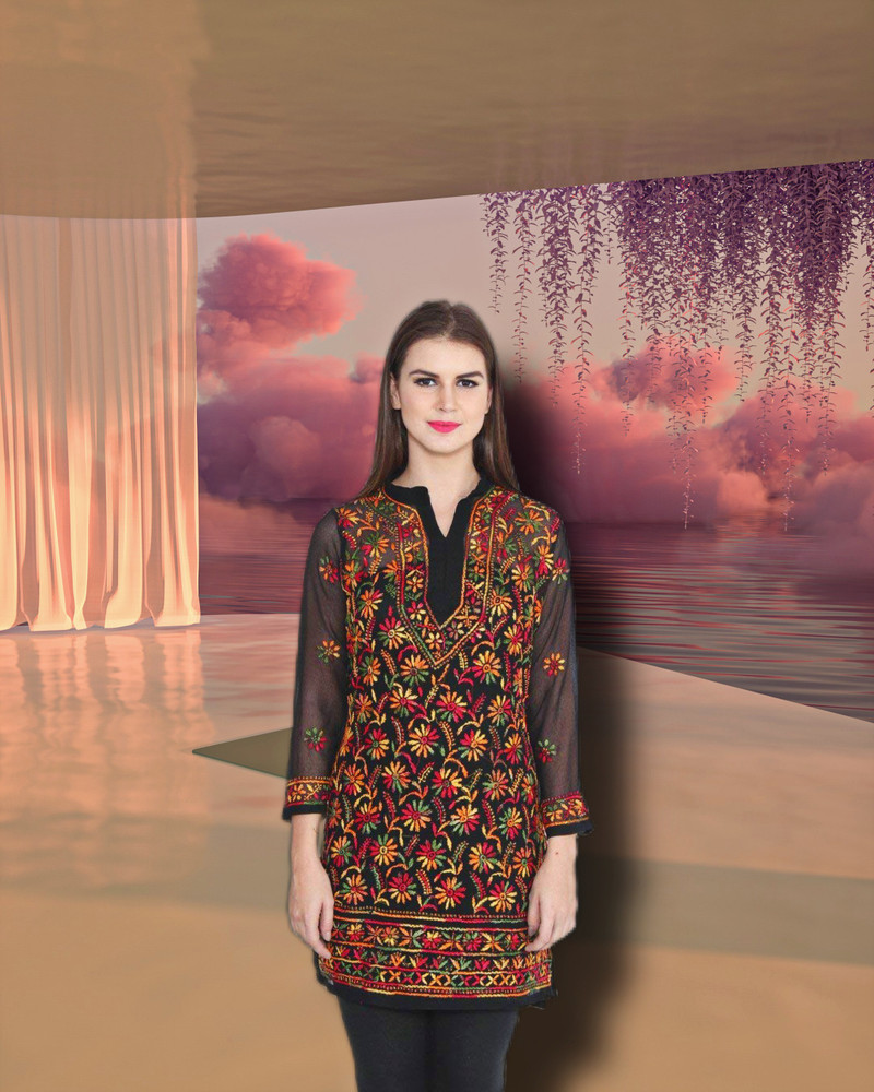 Rare Rose Women Chikan Embroidery Straight Kurta Buy Rare Rose