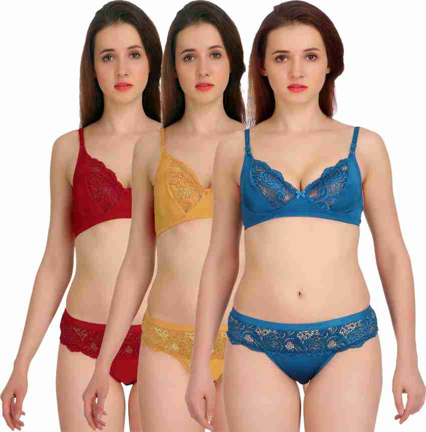Buy StyFun Women Multicolor Self Design Cotton Blend Pack of 6 Bra