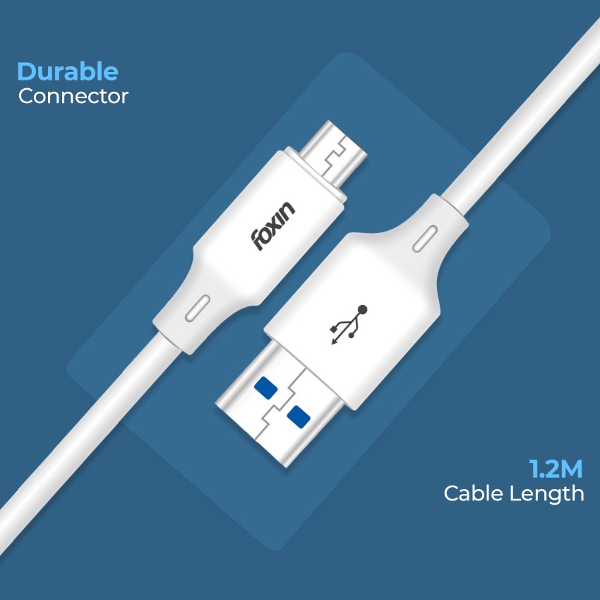 Foxin FLAT Premium USB to Type-C 1.2 mt 480 mbps Charge & Sync Cable with  Reversible USB-A Connector | Dual Colour | Compatible with Mobile Phone 