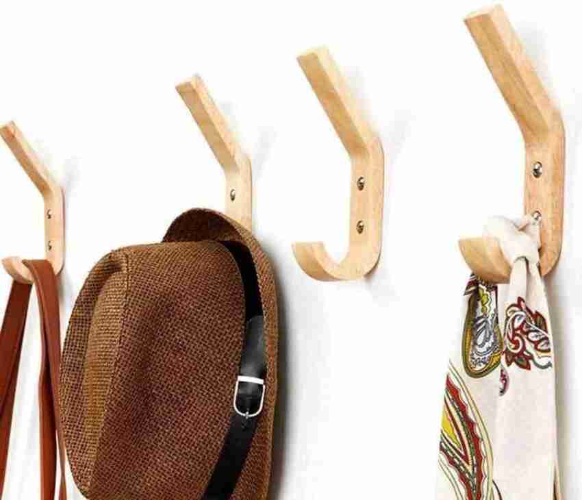 YOYAI 4 PCS Wood Coat Hook Wall Mounted Vintage Single Hook Hat Rack Towel  Ha