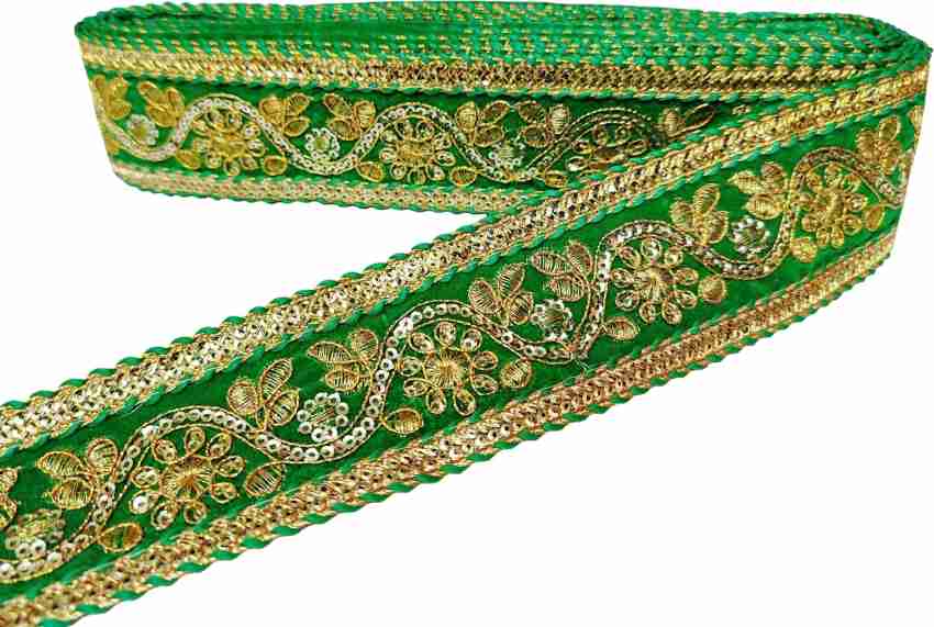 Navsha Creations Green Lace and border (9m) Velvet Saree Falls Price in  India - Buy Navsha Creations Green Lace and border (9m) Velvet Saree Falls  online at