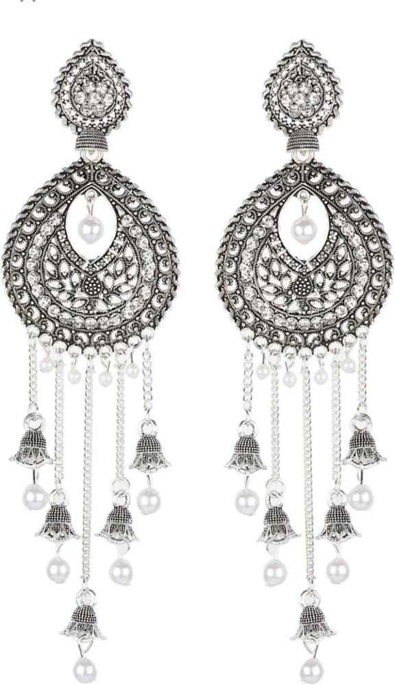 White on sale metal jhumkas