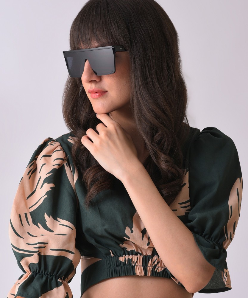 Haute Sauce Women Grey Lens Black Rectangle Sunglasses (65): Buy Haute  Sauce Women Grey Lens Black Rectangle Sunglasses (65) Online at Best Price  in India