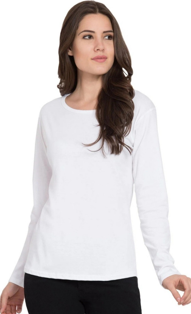 white t shirt women's full sleeves