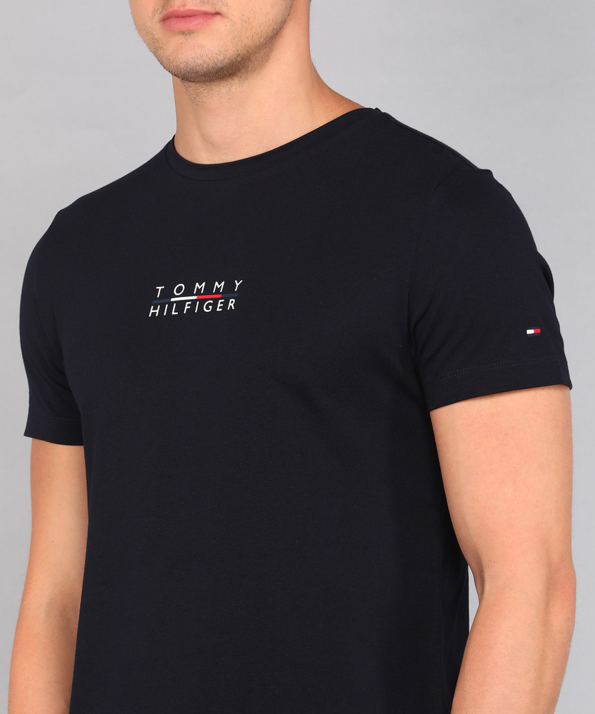 TOMMY HILFIGER Solid Men Round Neck Navy Blue T Shirt Buy TOMMY