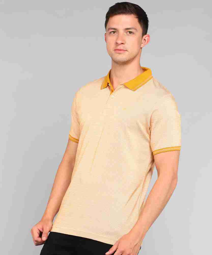 Blackberrys Self Design Men Polo Neck Yellow T-Shirt - Buy