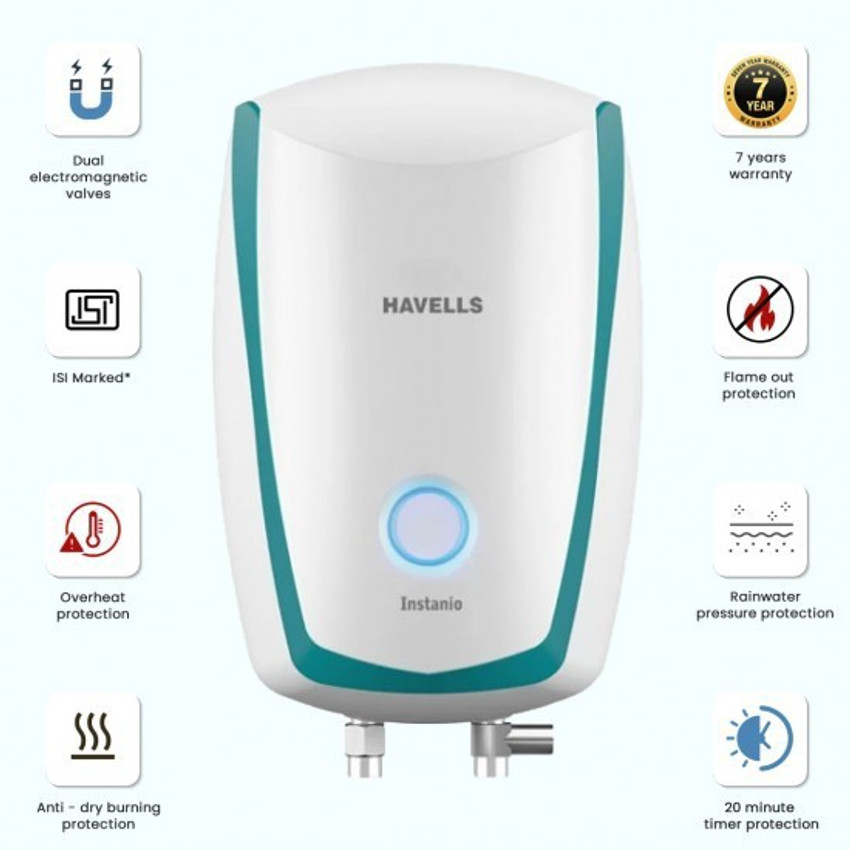 HAVELLS 3 L Instant Water Geyser (Instanio 3L, Color Changing LED  Indicator, ISI Mark, With Installation Kit Free, White) Price in India -  Buy HAVELLS 3 L Instant Water Geyser (Instanio 3L,
