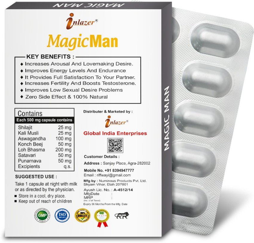 inlazer Magic Man Sexual Capsules Increases Thickness Hardness In