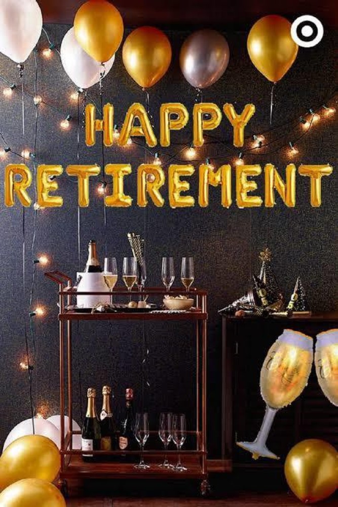Party Propz Retirement Party Decorations - 58Pcs Happy Retirement Banner,  Metallic Balloons, Golden Foil Curtain, Retired Photobooth Props for  Father, Papa, Women, Teacher, Mom Party Supplies Price in India - Buy Party