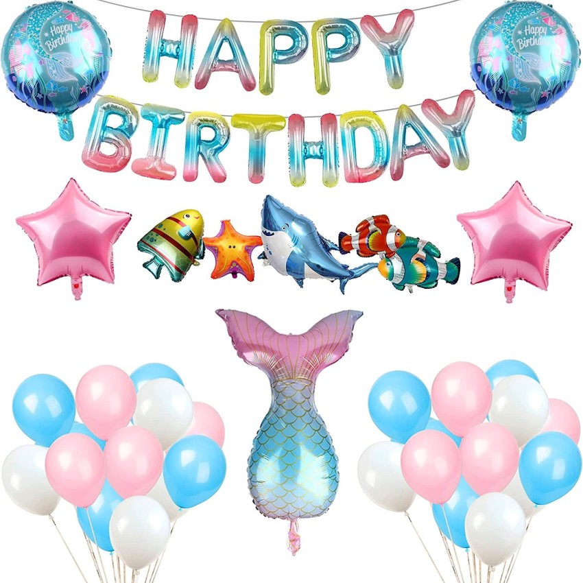 TOYXE Fish Tail Mermaid Aqua Theme Birthday Decoration