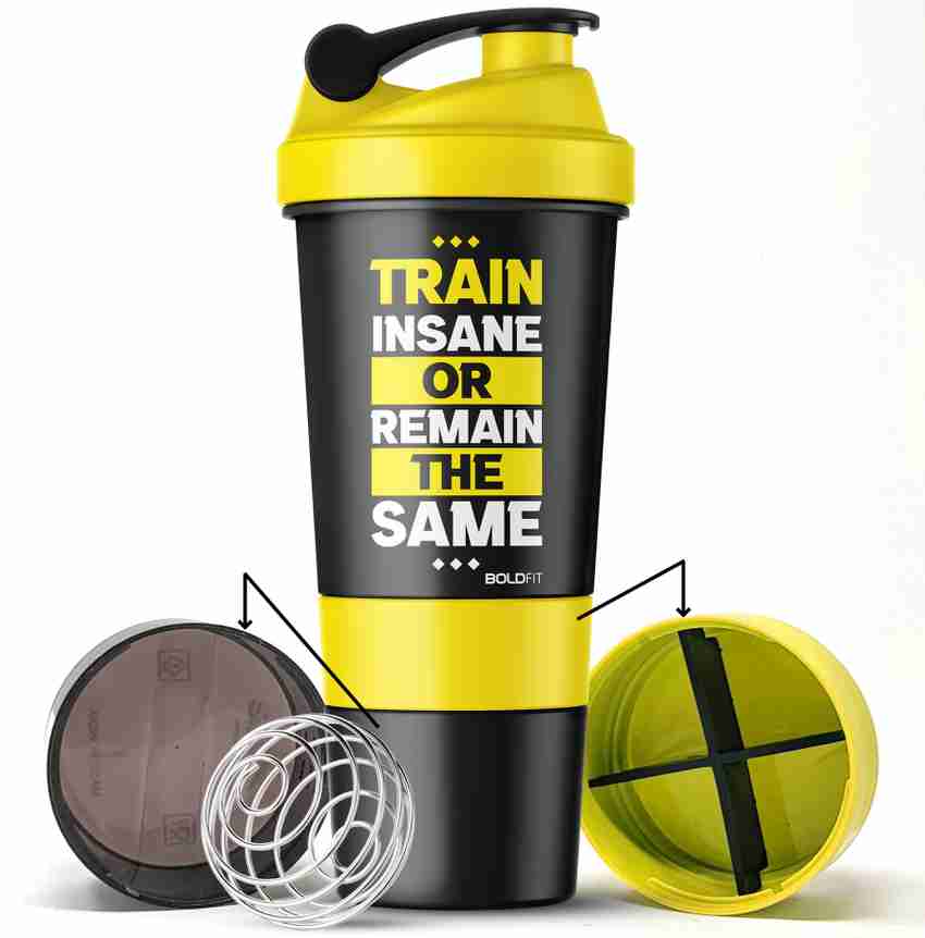 BOLDFIT Shaker Bottles For Protein Shake Gym Sipper Bottle With 3 Compartments Men Women 500 ml Shaker