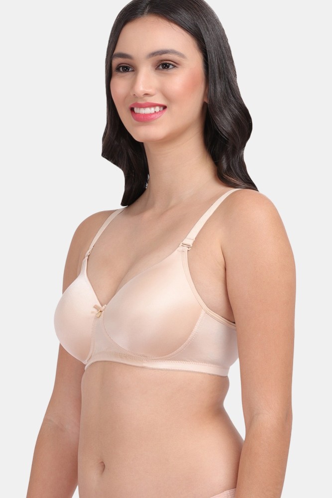 Buy Ellixy Lightly Padded Balconette Bra & Lace Cotton Panty Set (32,  Beige-Red) at