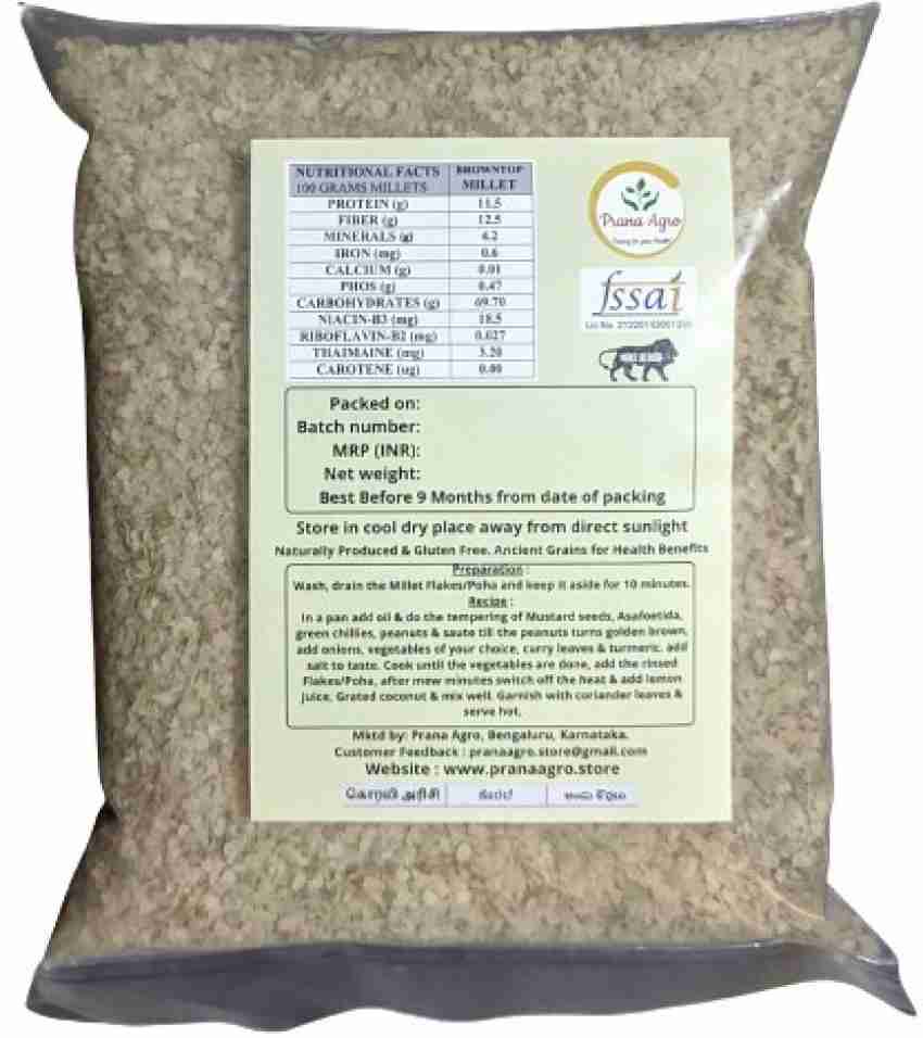 prana agro Browntop Millet Flakes/Poha Pouch Price in India - Buy prana  agro Browntop Millet Flakes/Poha Pouch online at