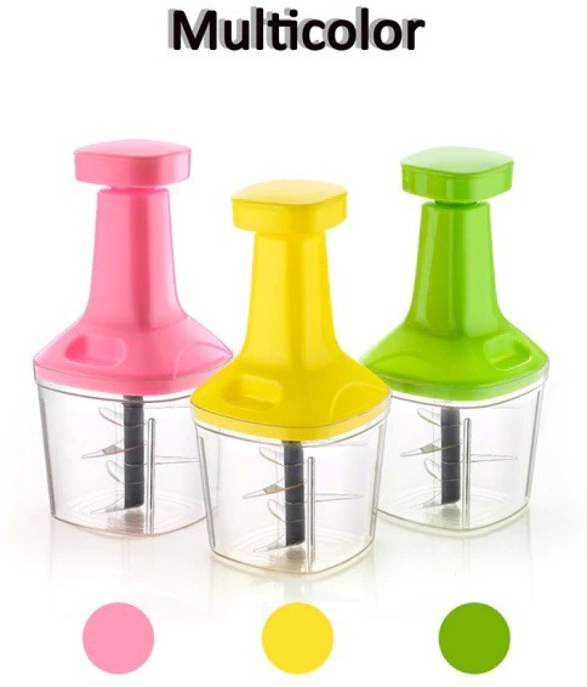 JINPRI Quick & Easy 6 Blade Push Chopper Push N Chop Chopper Vegetable and  Fruit Cutter Chopper with Easy Push and Close Button - 1000ML (Multi Color  Handle) : : Home & Kitchen