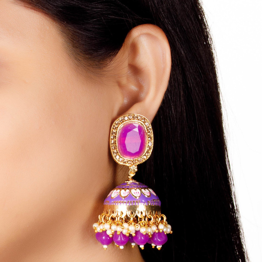 Purple online jhumka earrings
