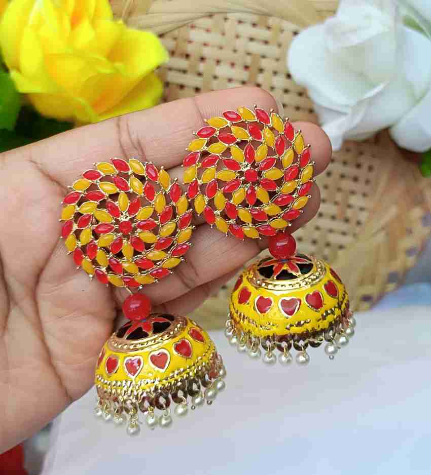 Yellow and clearance red earrings
