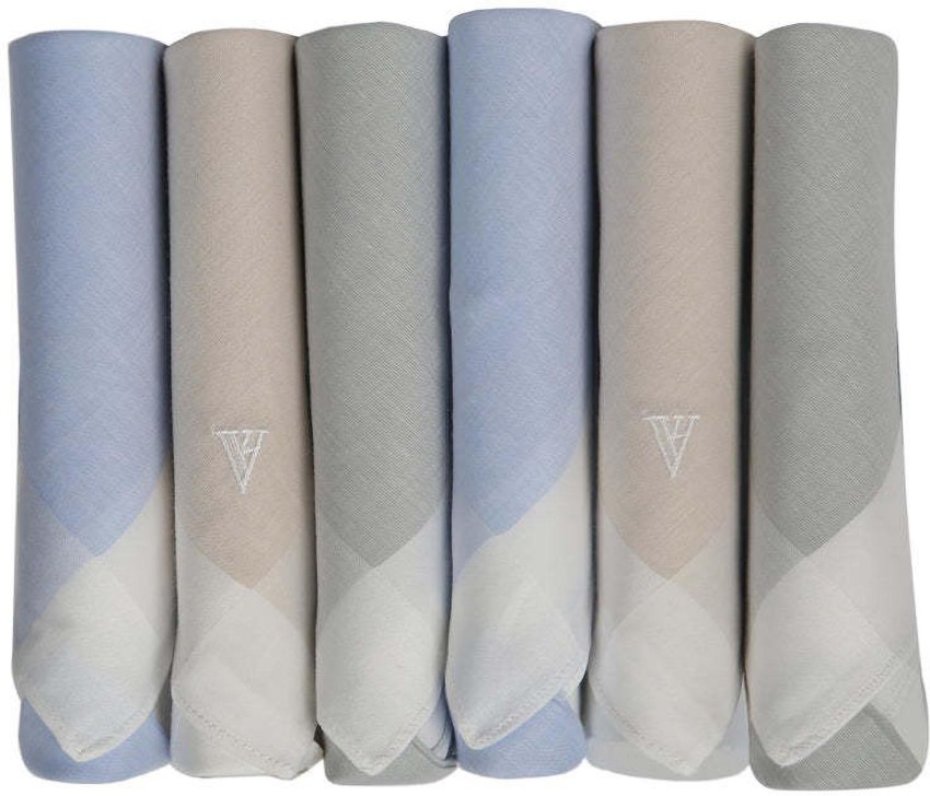 Van Heusen Men's Cotton Colour Border Handkerchief with Brand Logo (Pack of  6)