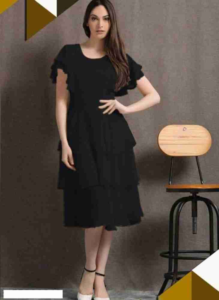 REEVA WORLD CREATION Women Layered Black Dress Buy REEVA WORLD