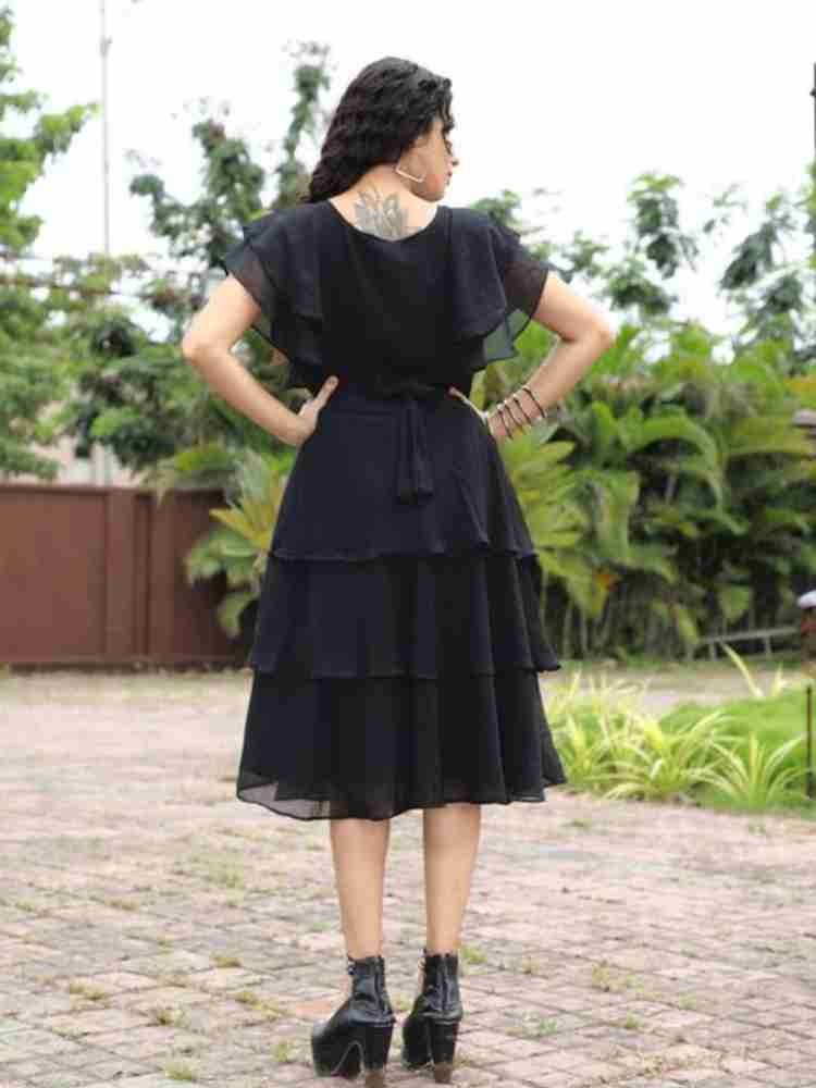 REEVA WORLD CREATION Women Layered Black Dress Buy REEVA WORLD