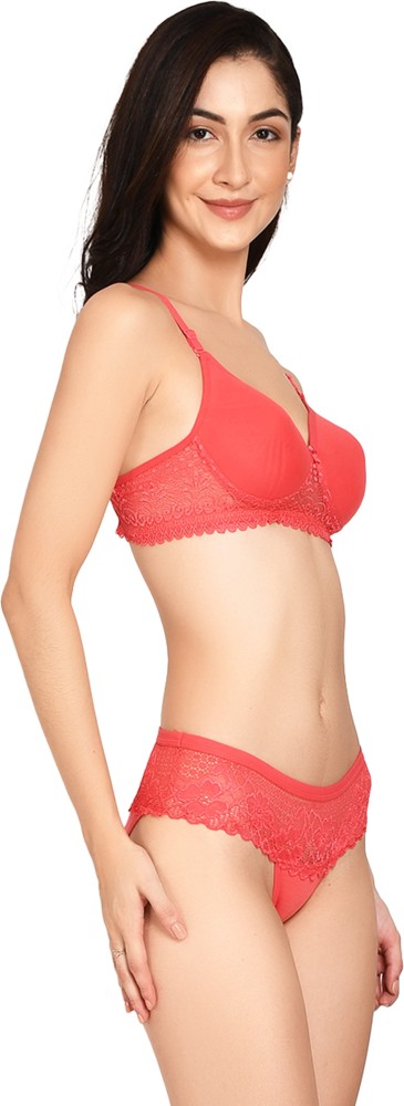Buy Kalyani 5012 Non Padded Cups Floral Embroidered Full Coverage Lace/Net  Bra Pink at