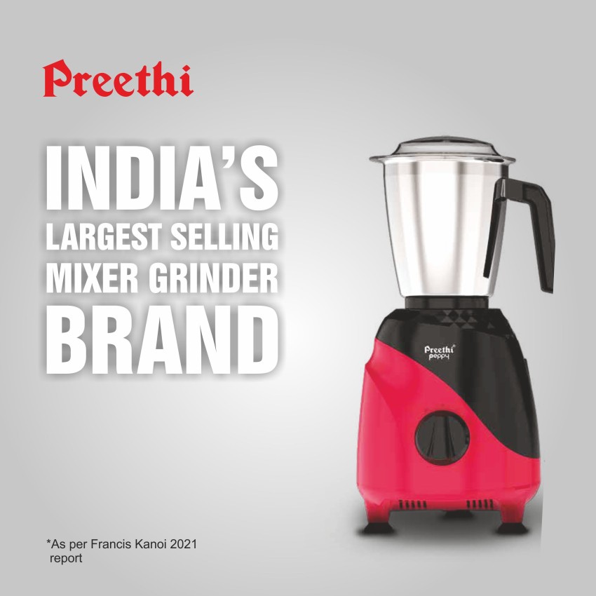 Buy Preethi Peppy Plus 750W- 4 Jar Mixer Grinder Online at Preethi E-Store