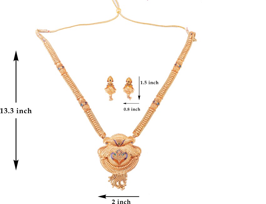 Matte Finish Floral And Peacock Design Double Necklace Set – Urshi  Collections