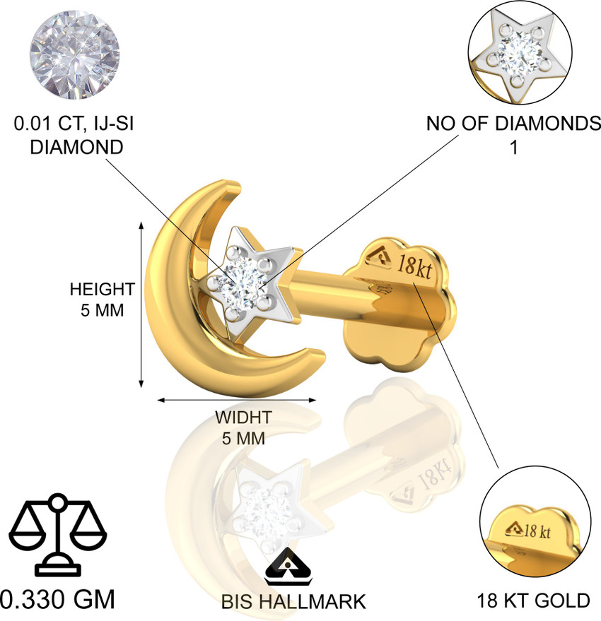 LORDS JEWELS Eid ka Chand Diamond Nose Pin for Women Girls BIS