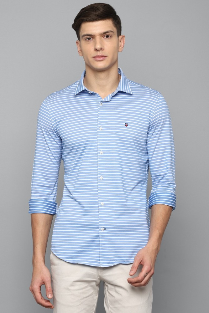 Buy Men Blue Super Slim Fit Stripe Full Sleeves Casual Shirt