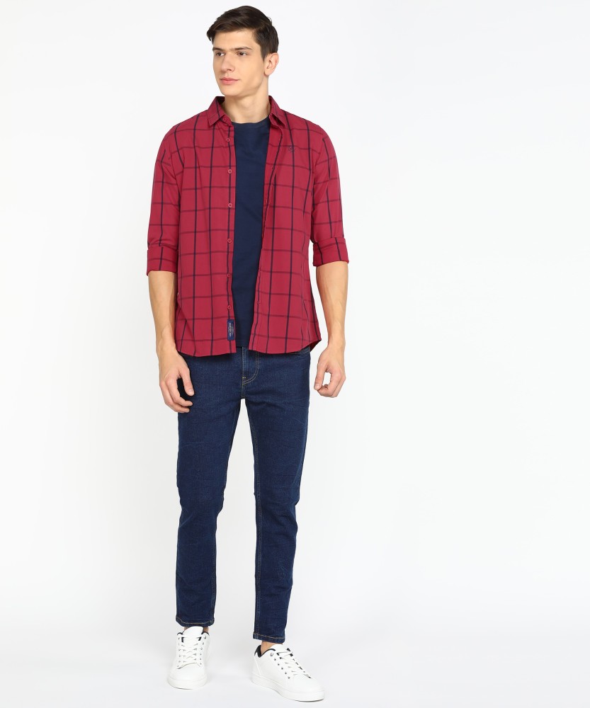 being human red check shirt