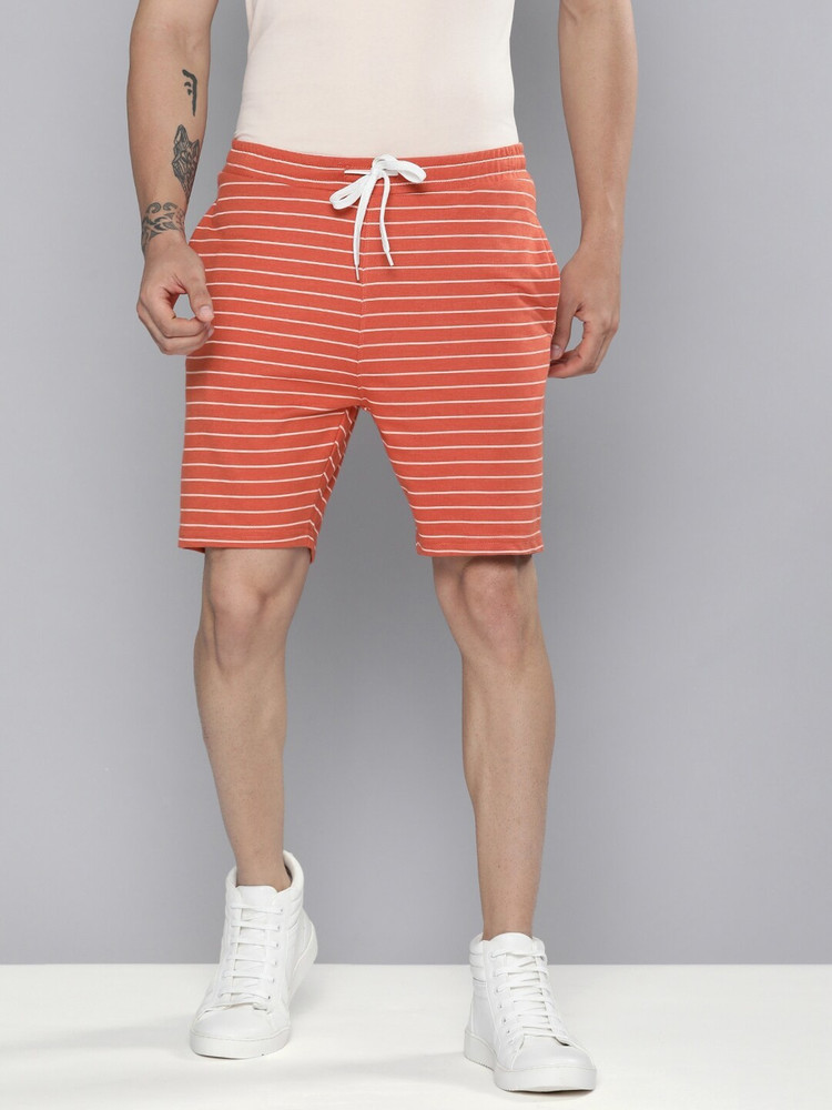 M H Easy Striped Men Orange Regular Shorts Buy M H Easy Striped