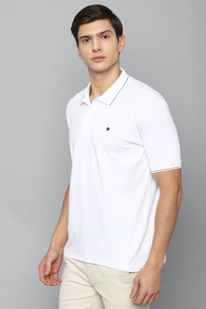 Louis Philippe Sport Solid Men Polo Neck White T-Shirt - Price History