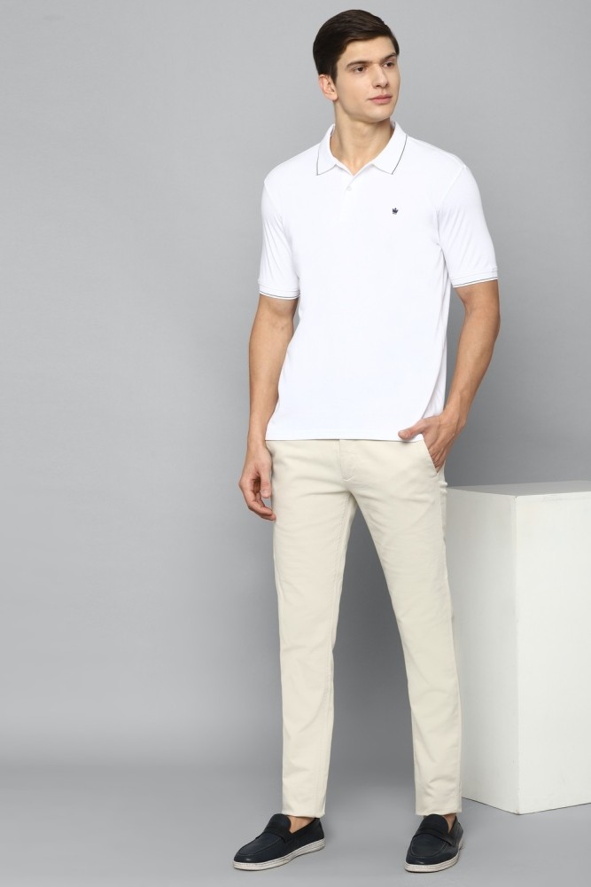 Louis Philippe Sport Solid Men Polo Neck White T-Shirt - Price History