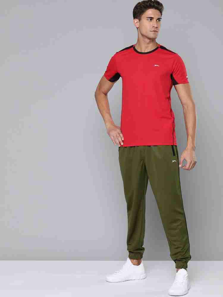 SLAZENGER Striped Men Olive Track Pants Buy SLAZENGER Striped