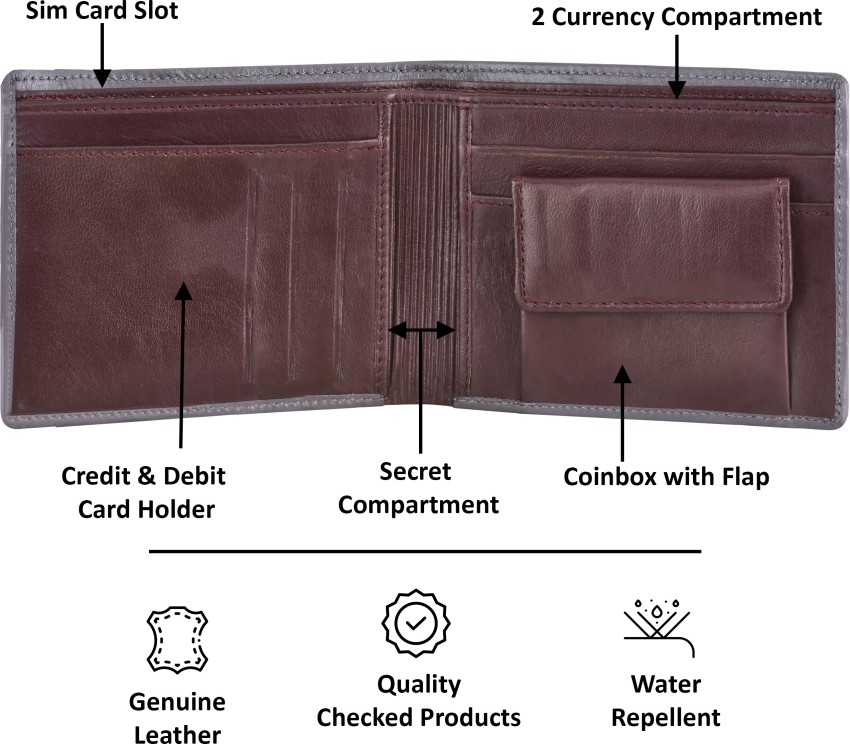Mens Wallet with 15 Credit Card Slots Genuine Leather 501 Brown