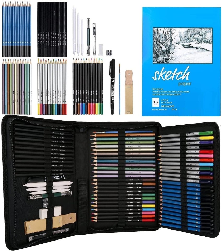 Panap Keep Smiling 42 Pieces Professional Drawing Pencils and Sketch Kit  for Artist  Professional Drawing Pencils and Sketch Kit for Artist   Flipkartcom