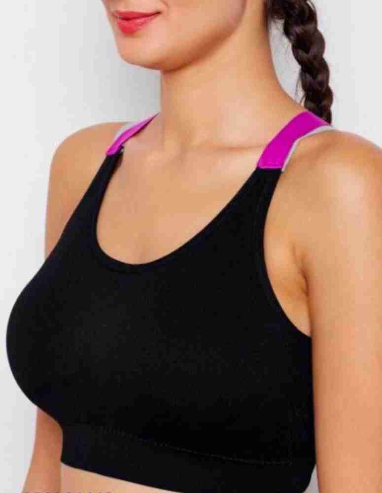 BROKE BRAND women's pull up round neck sports bra cross back upper