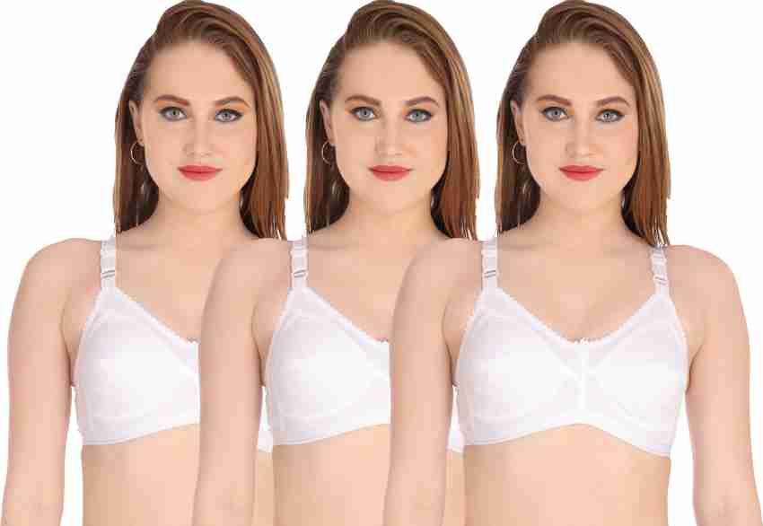 XDIAMOND Women Non Padded Cotton Apple Net Self Design Bra Panty Set  Lingerie Set-(White)