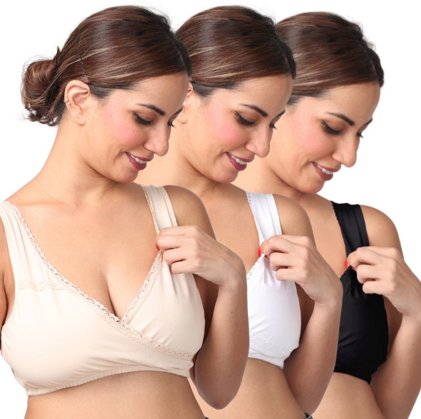 Pack of 2 Padded Bras in Stretch Cotton, Maternity & Nursing Special - grey  dark mixed color