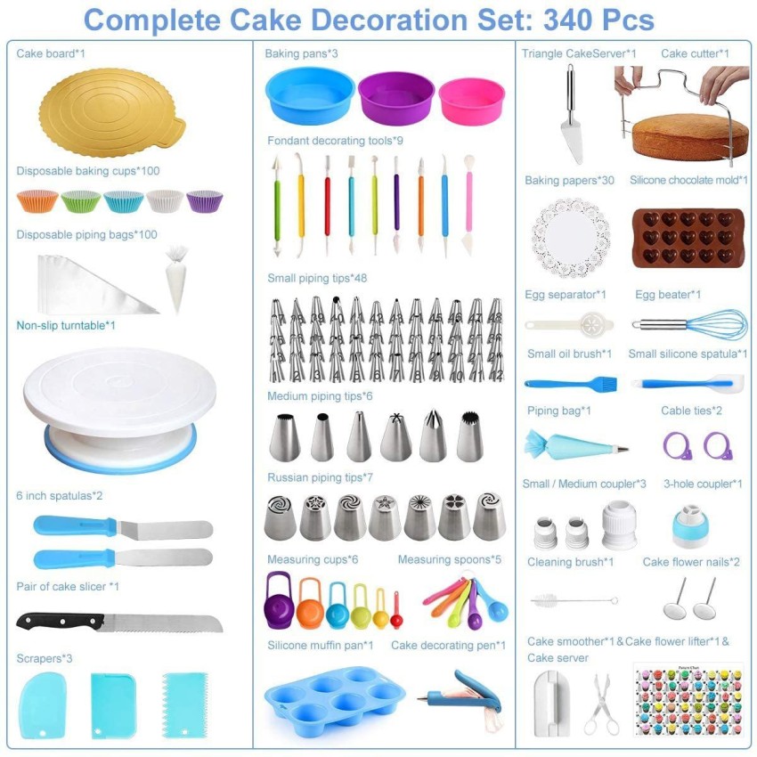 16 Pieces Cake Decorating Kit Supplies Set Tools Piping Tips Pastry Icing  Bags Nozzles Piping Bag Cake decoration tools kitchen accessories baking  tools.