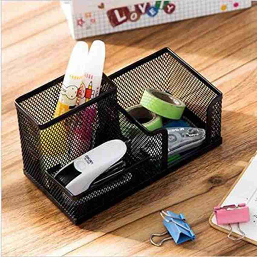 Flipkart Wonder Work 3 Compartments Metal Mesh Desk Organizer Stationary Stand Pen Holder Mesh Desk Organizer Stationary Stand Pen Holder