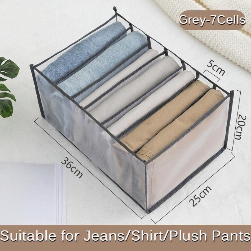 Storage Box Space Saving Folding Washable Separation Grids PP Closet  Organizers For pants jeans shirt clothes Drawer Organizers