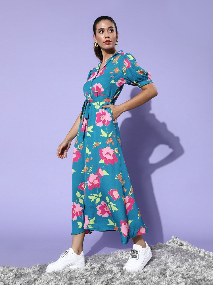 Dressberry Women A line Blue Dress Buy Dressberry Women A line