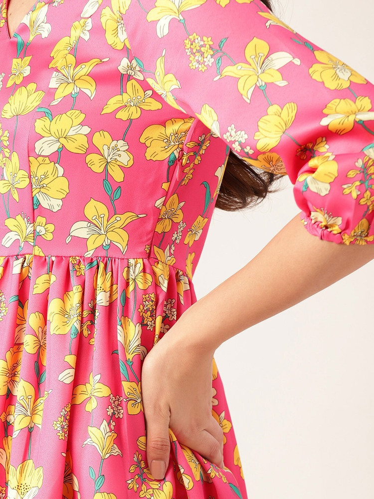 Dressberry Yellow Sheath DressBerry Mustard Yellow Solid A-Line Dress