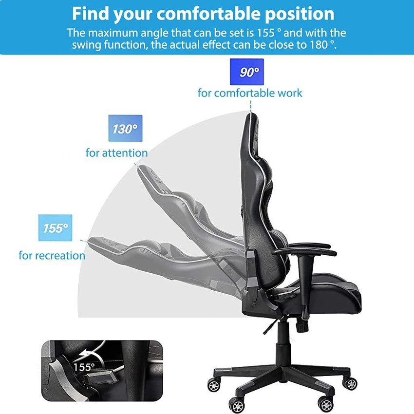 HASTHIP Gaming Chairs Support up to 150 kg Load Capacity Grey