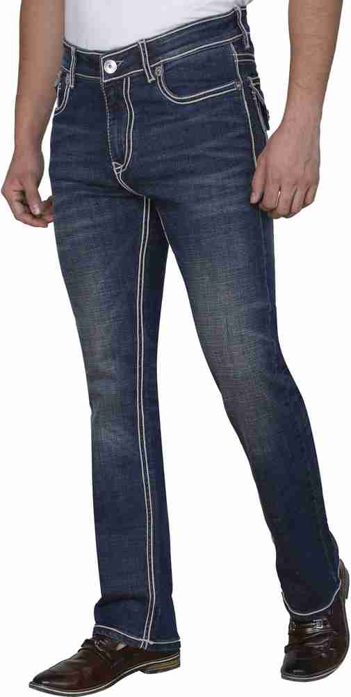 Mens blue jeans with white stitching cheap