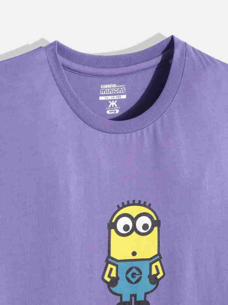 Buy Minions By Kook N Keech Men Purple Boxy Fit Printed Round Neck